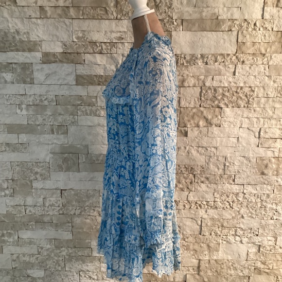 By Anthropologie Long-Sleeve Backless Sheer Ruffle Mini Dress - Picture 5 of 16